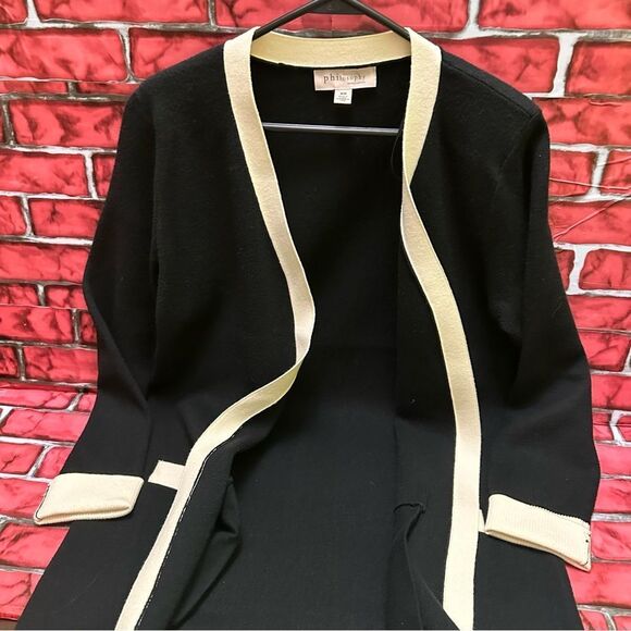 Philosophy Chic Padded shoulder Novelty Button Pocket Cardigan M - Picture 9 of 10